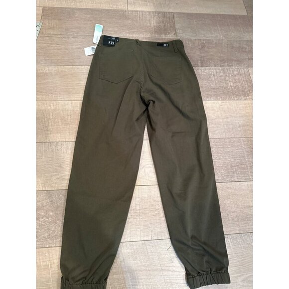 Kut From The Kloth High Rise Army Green Jogger Pants Size 4 With Elastic Cuffs - Picture 6 of 7